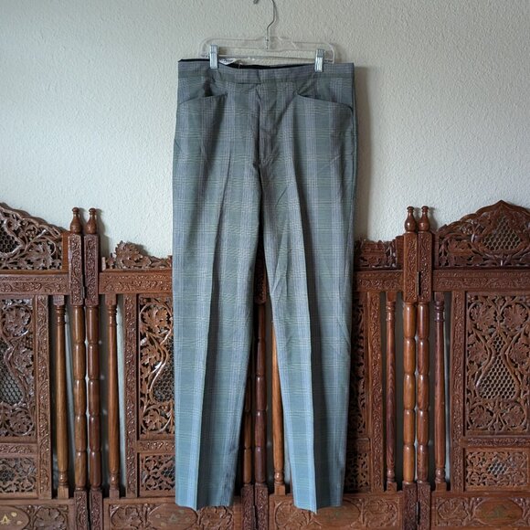 Vintage Levis Sta Prest Olive plaid 60s cigarette pants...